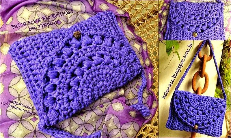 Cartera tejida en totora / trapillo / patrones crochet | Crochet y ...