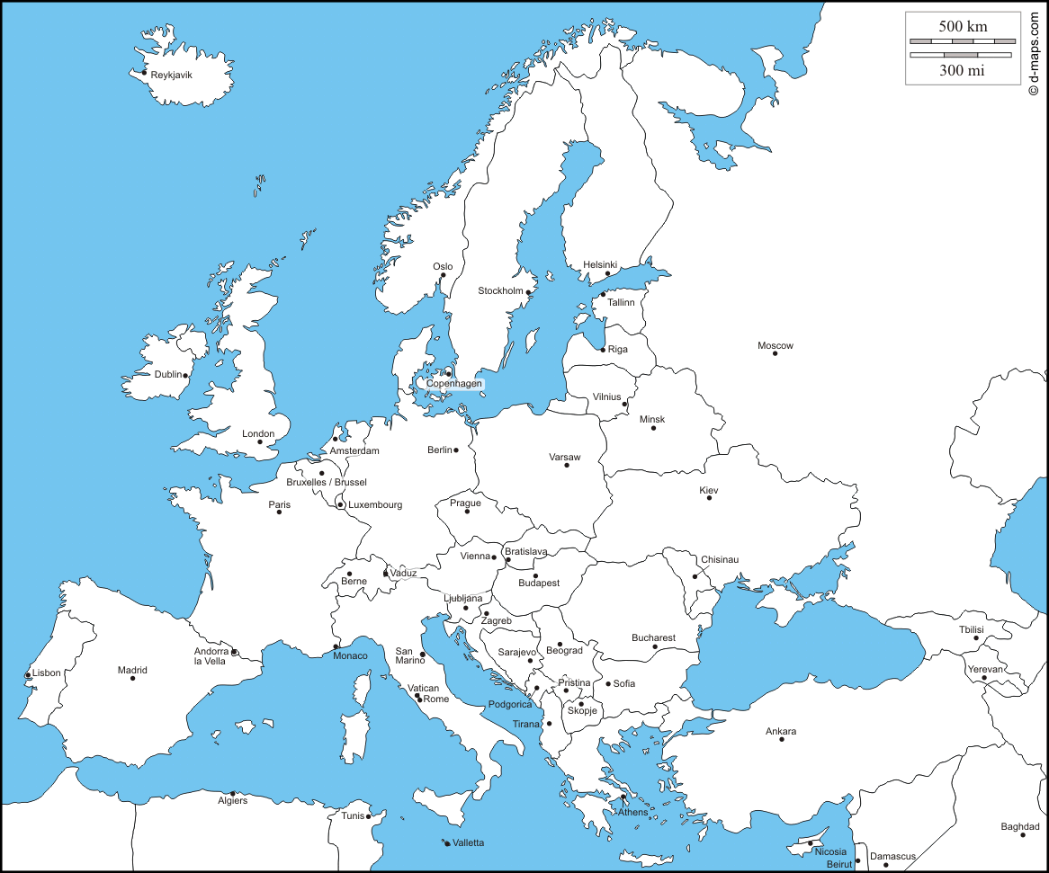 La cartina muta dell'Europa politica
