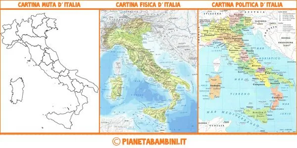 Cartina Muta, Fisica e Politica dell'Italia da Stampare ...