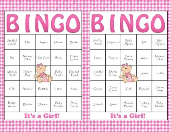 Cartones de bingo de baby shower para imprimir gratis - Imagui