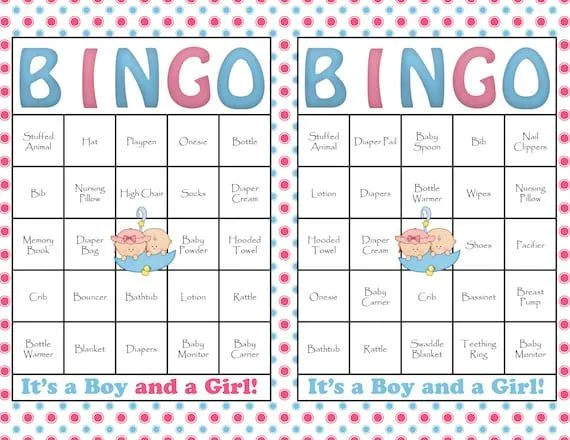 Bingo en español para baby shower - Imagui