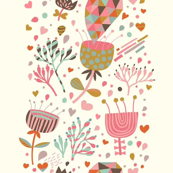 Cartoon floral seamless pattern. Spring background in pastel ...