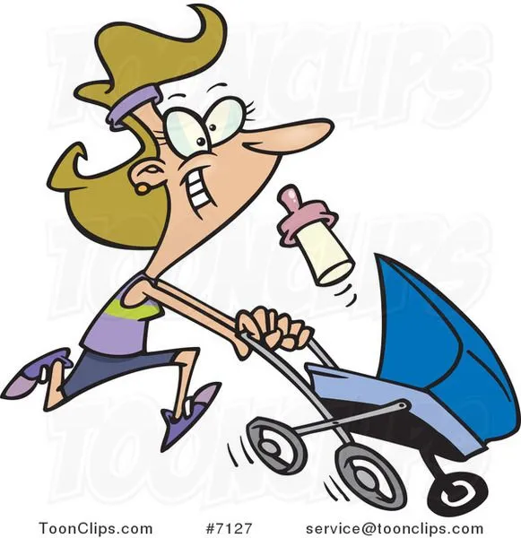 cartoon-mother-running-with-a- ...