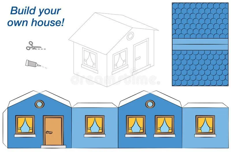Casa Blue modelo de papel ilustración del vector | Casas para armar,  Maquetas escolares casa, Casas de cartón