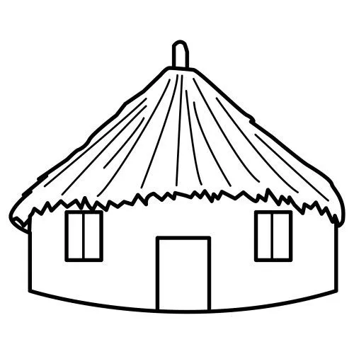 Casa con techo de paja para pintar - Imagui