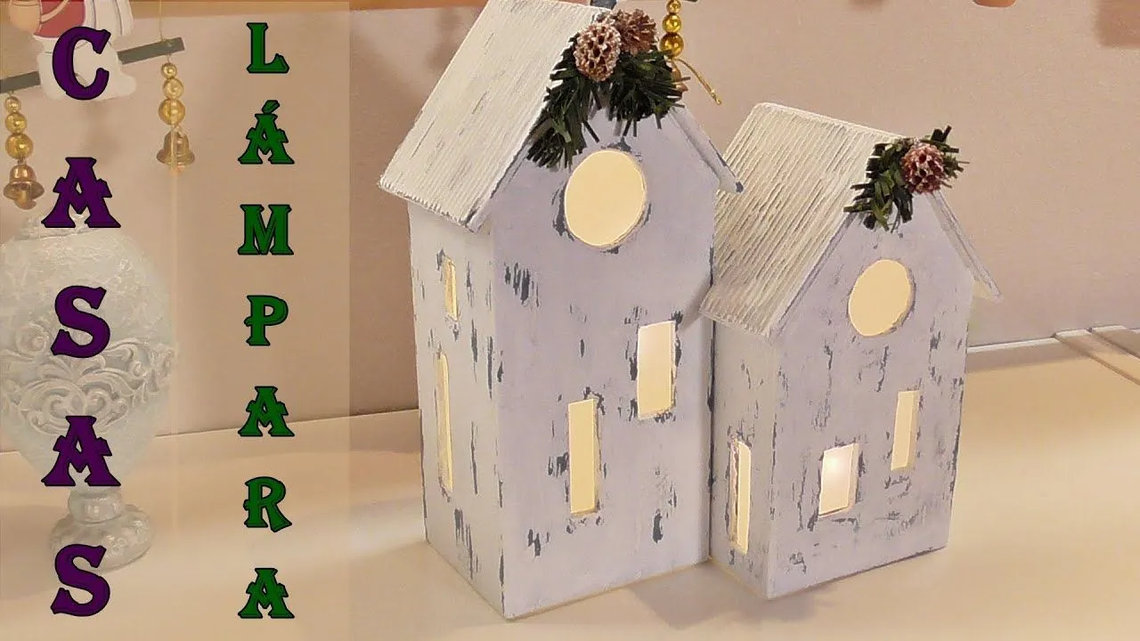 Casitas navideñas iluminadas reciclando cartón. Manualidades para navidad -  YouTube