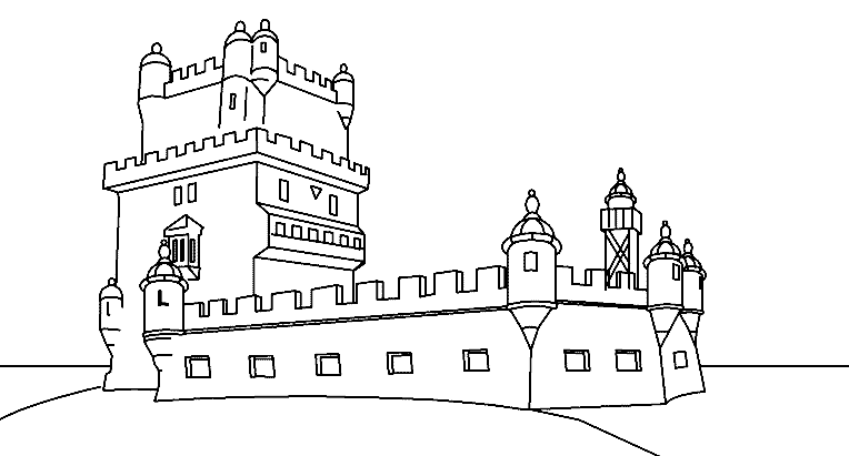 Castillo en blanco y negro para colorear ~ Dibujos para Colorear ...