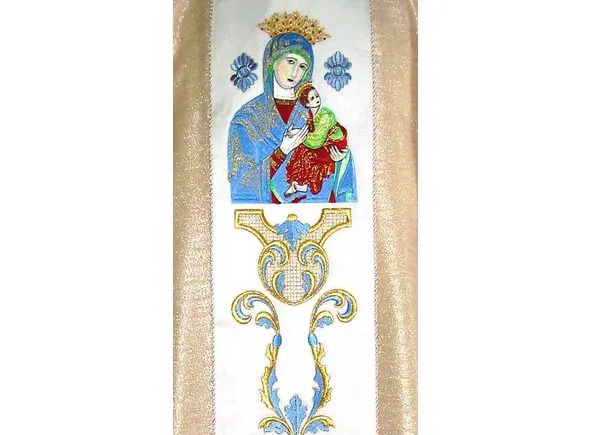 Casulla con galón central bordado Virgen del Perpetuo Socorro ...