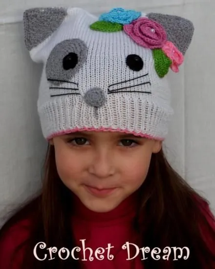 cat girl , gorro para niña tejido a crochet - artesanum com ...