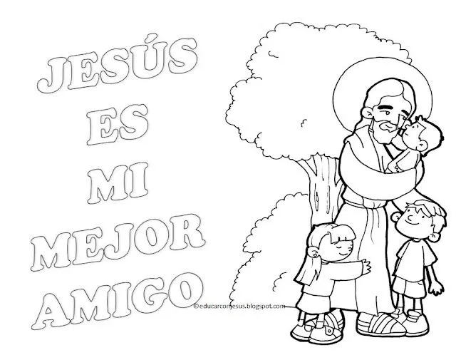 La Catequesis: Dibujos para colorear Jesús con los niños y niñas