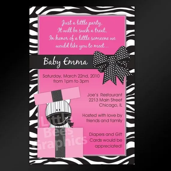 Cebra bebé ducha invitaciones con zebra por LittleBeesGraphics
