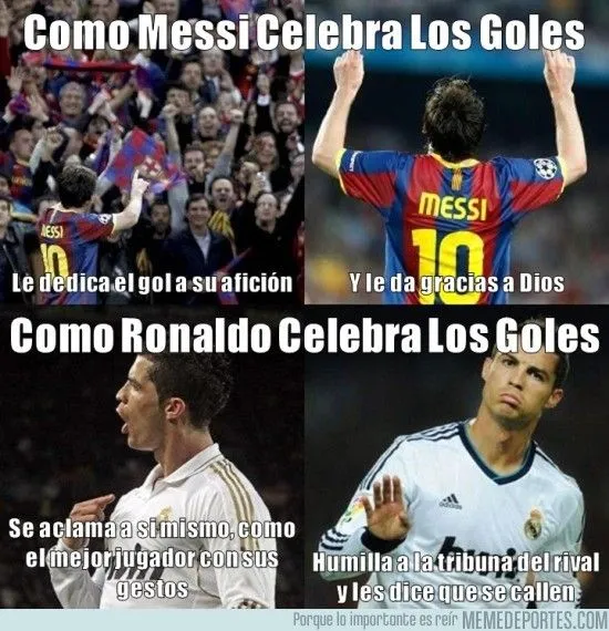 La Celebraciones de Messi y Ronaldo