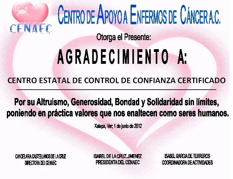 CENAEC CHIAPAS: AGRADECIMIENTO AL CENTRO ESTATAL DE CONFIANZA ... CENAEC CHIAPAS: AGRADECIMIENTO AL CENTRO ESTATAL DE CONFIANZA ...