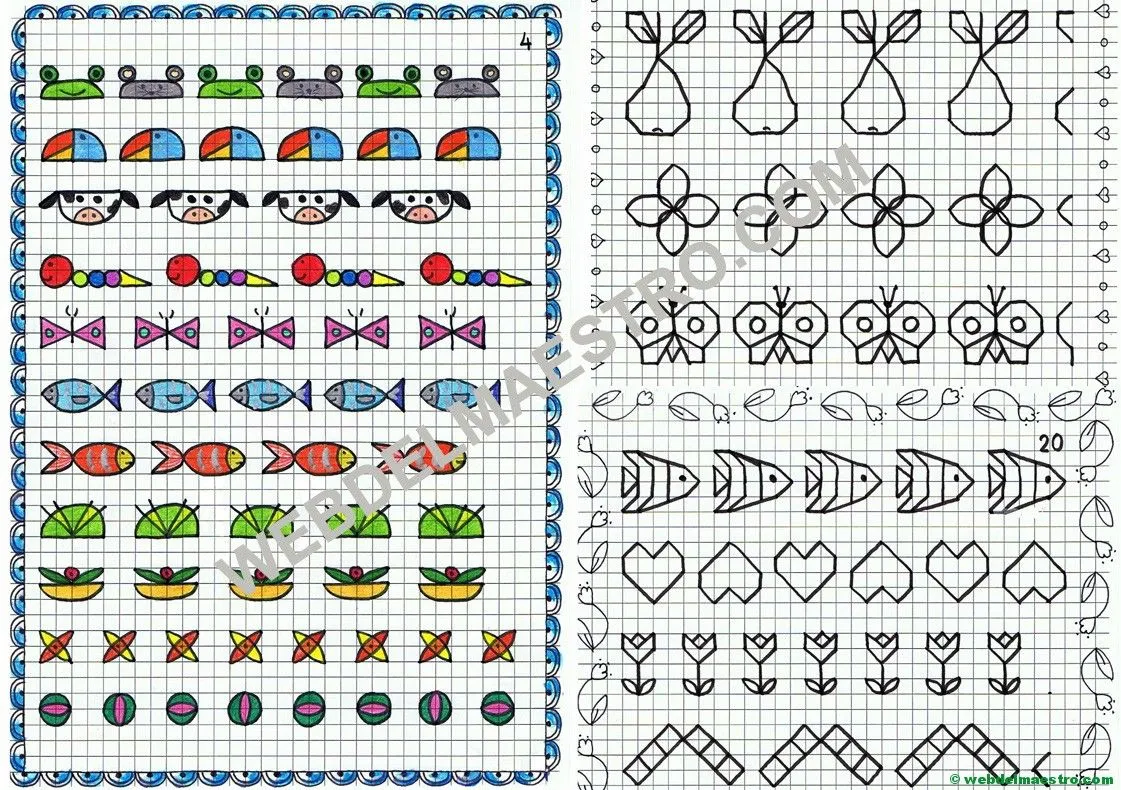 Cenefas - dibujos en cuadrícula para imprimir - Web del maestro