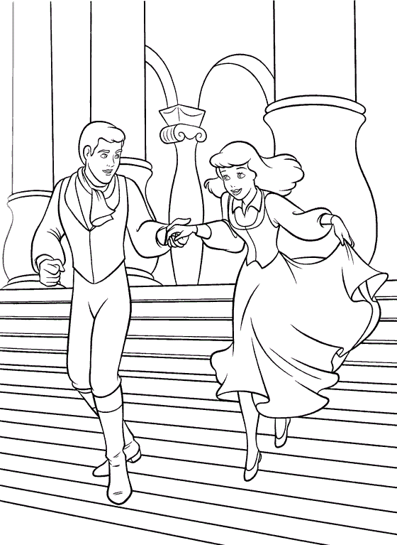 Cenicienta y príncipe bajando las escaleras | Dibujos Disney Cenicienta y príncipe bajando las escaleras | Dibujos Disney