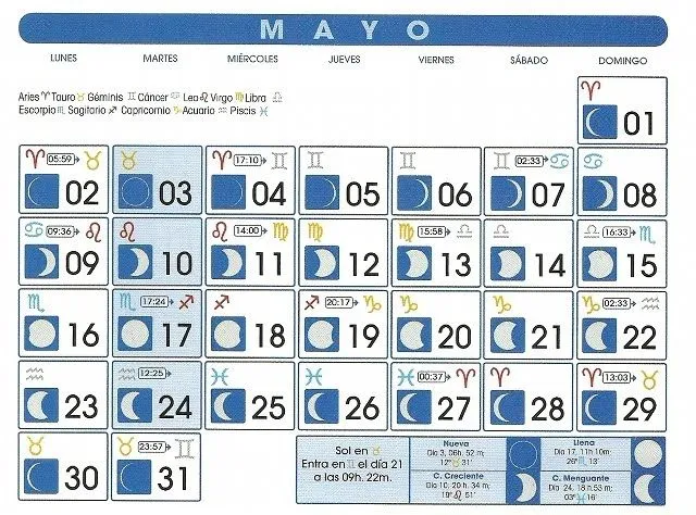 Centro Astrologico Venezolano: Calendario Lunar Mayo 2011