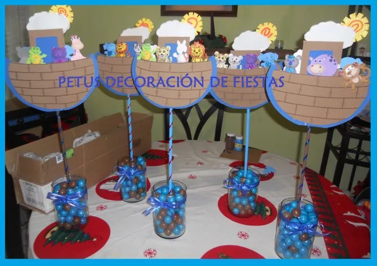Centro de mesa para Bautizo. Tema: "Arca de Noé" | Baby shawer ...