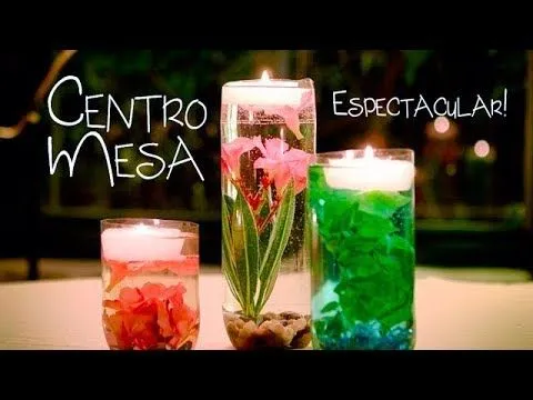 Centro de Mesa Jarrón con Flores Sumergidas y Velas Flotantes ...