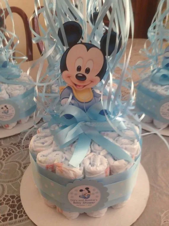 Centro de Mesa de Pañal Baby Mickey Mouse por designsbyemilys