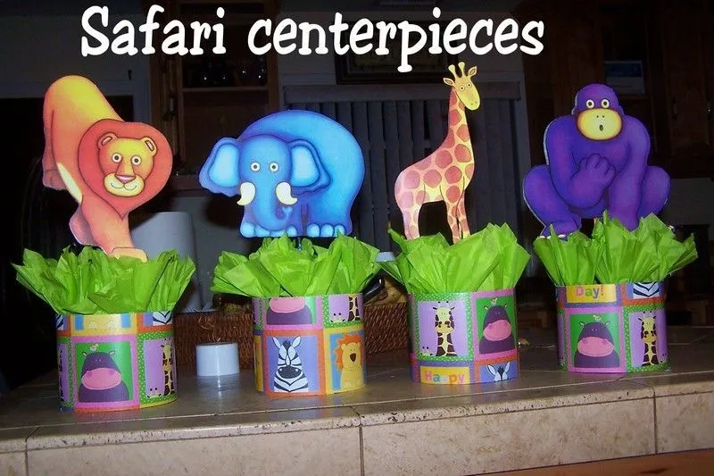 Centros de mesa para baby shower de niña de safari - Imagui