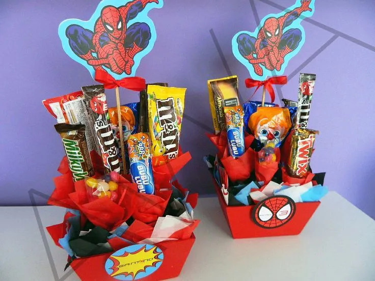 Centros de mesa para fiesta de Spiderman | creaciones | Pinterest ...