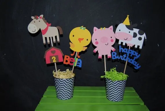 Centro de mesa cumpleaños de animales con por UniquePartyCraft