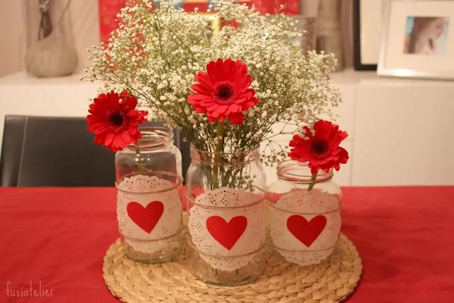 Especial de San Valentín: Centro de mesa con tarros de vidrio ...