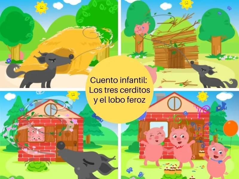 Los tres cerditos y el lobo feroz. Cuento tradicional con moraleja para  niños