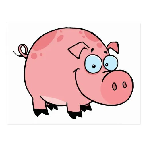 Cerdo feliz del personaje de dibujos animados postal | Zazzle