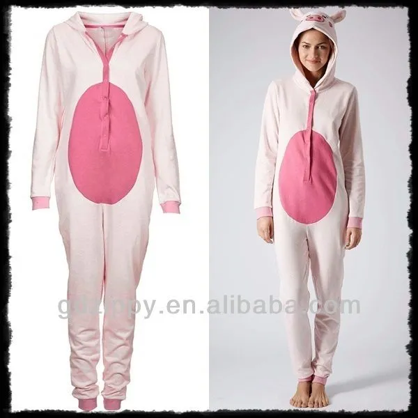 Cerdo rosado Onesie para mujer pijamas divertidos adulto de la ...