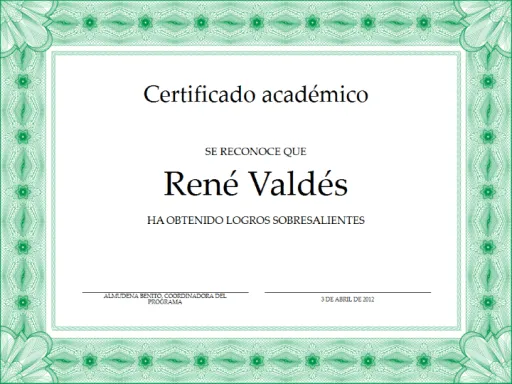 Certificado académico (borde verde formal) - Plantillas - Office.com