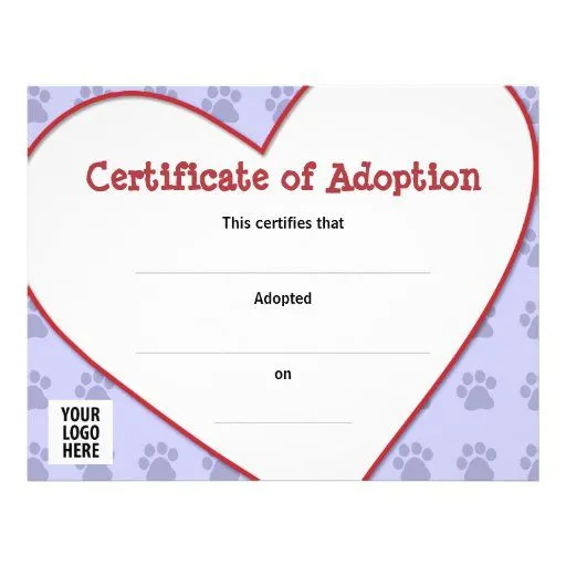 Certificado de adopción: El perro, gato, cualquier Folleto 21,6 X ...