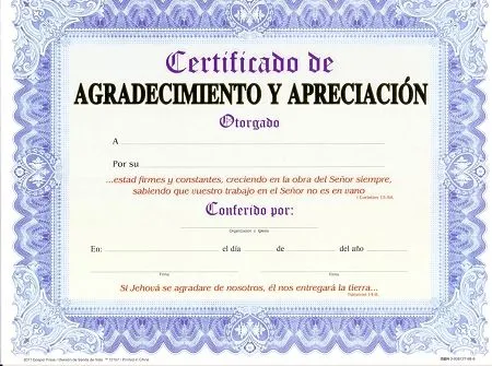 CERTIFICADO DE AGRADECIMIENTO Y APRECIACION (Paq. 15 unidades ...