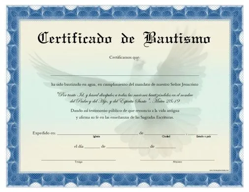 Certificado de Bautismo - Para Imprimir Gratis ...
