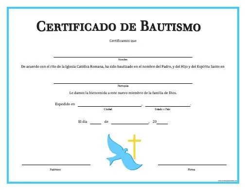 Certificado de Bautizo para Niño - Para Imprimir Gratis ...