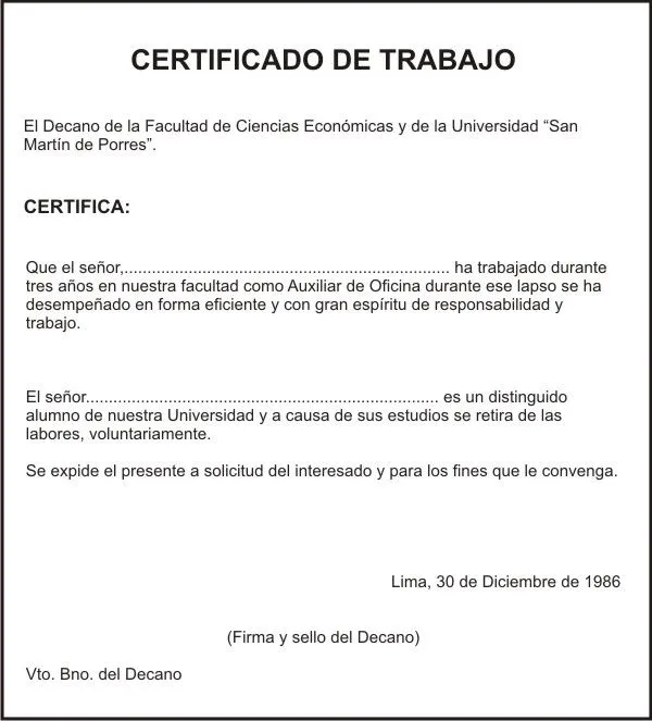 Ejemplos de certificado de trabajo - Imagui