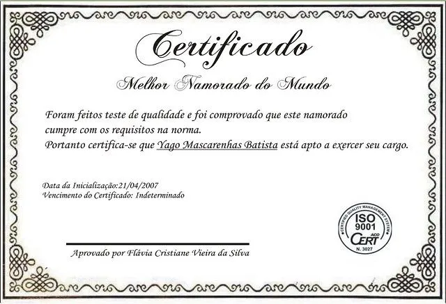 Certificado de melhor namorado do mundo - Imagui Certificado de melhor namorado do mundo - Imagui
