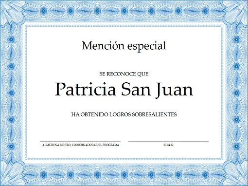 Certificado de mención especial (azul) - Plantillas - Office.com