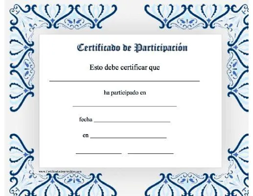 Certificado de Participación para imprimir los certificados ...
