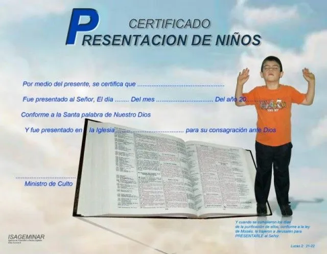 Certificado de presentacion de niño - Imagui