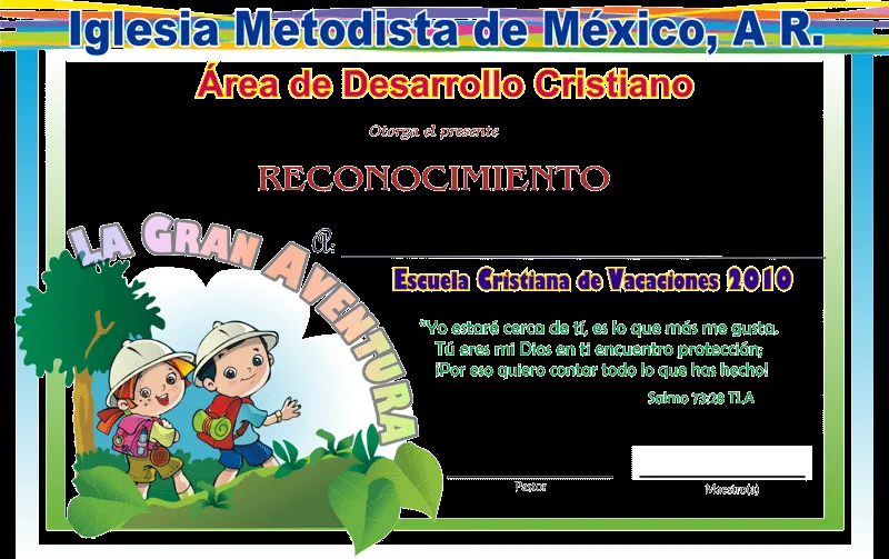 Certificado de reconocimiento para niños cristianos - Imagui