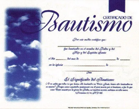 Certificados de bautismo cristiano - Imagui
