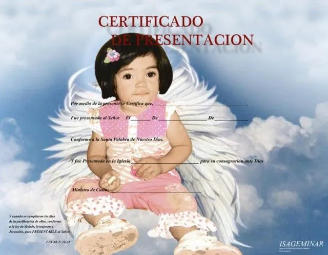 Certificados de presentación de niños - Imagui