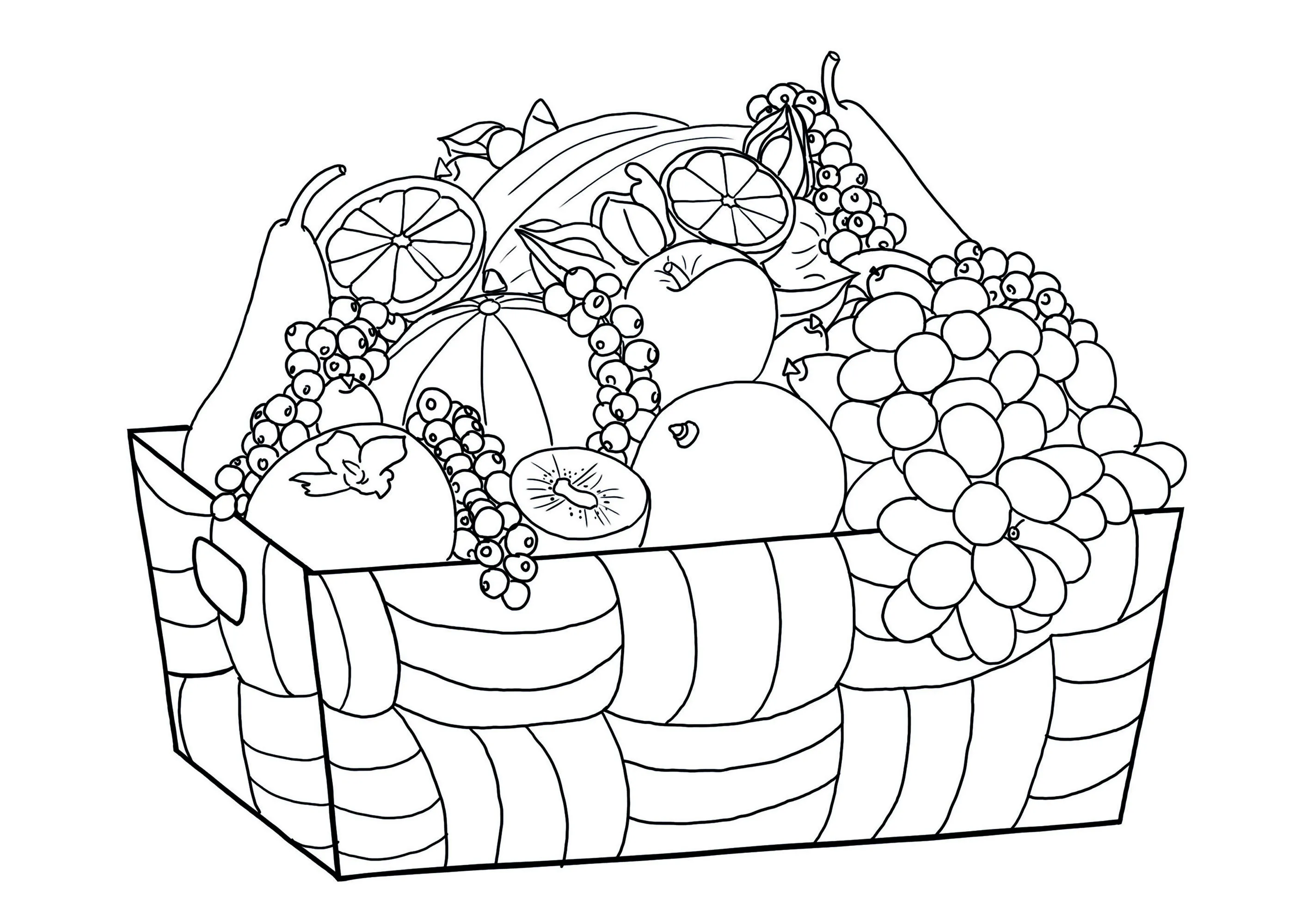 Cesta de fruta para colorear - Frutas y verduras - Just Color Niños :  Dibujos para colorear para niños