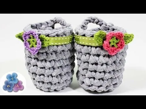 Como hacer Cestas Organizadoras de Trapillo FACIL diy Crochet XXL ...