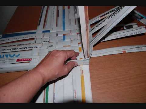Como hacer cestas de papel de periodico - YouTube