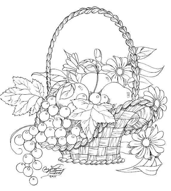Dibujos de canastos con frutas - Imagui