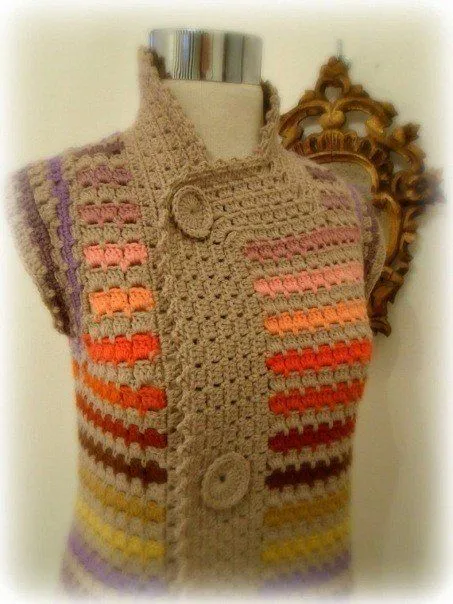 Patrones de chalecos largos tejidos a crochet - Imagui
