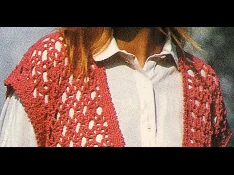 Chaleco rojo abierto puntada calada a crochet - YouTube