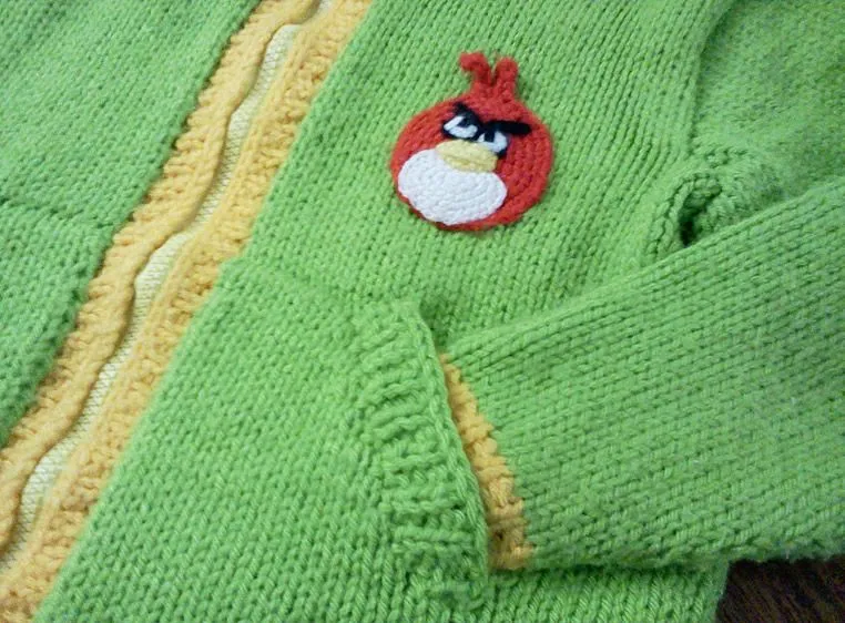 Chaleco Angry Birds verde tejido a Palillo | Tejedorita
